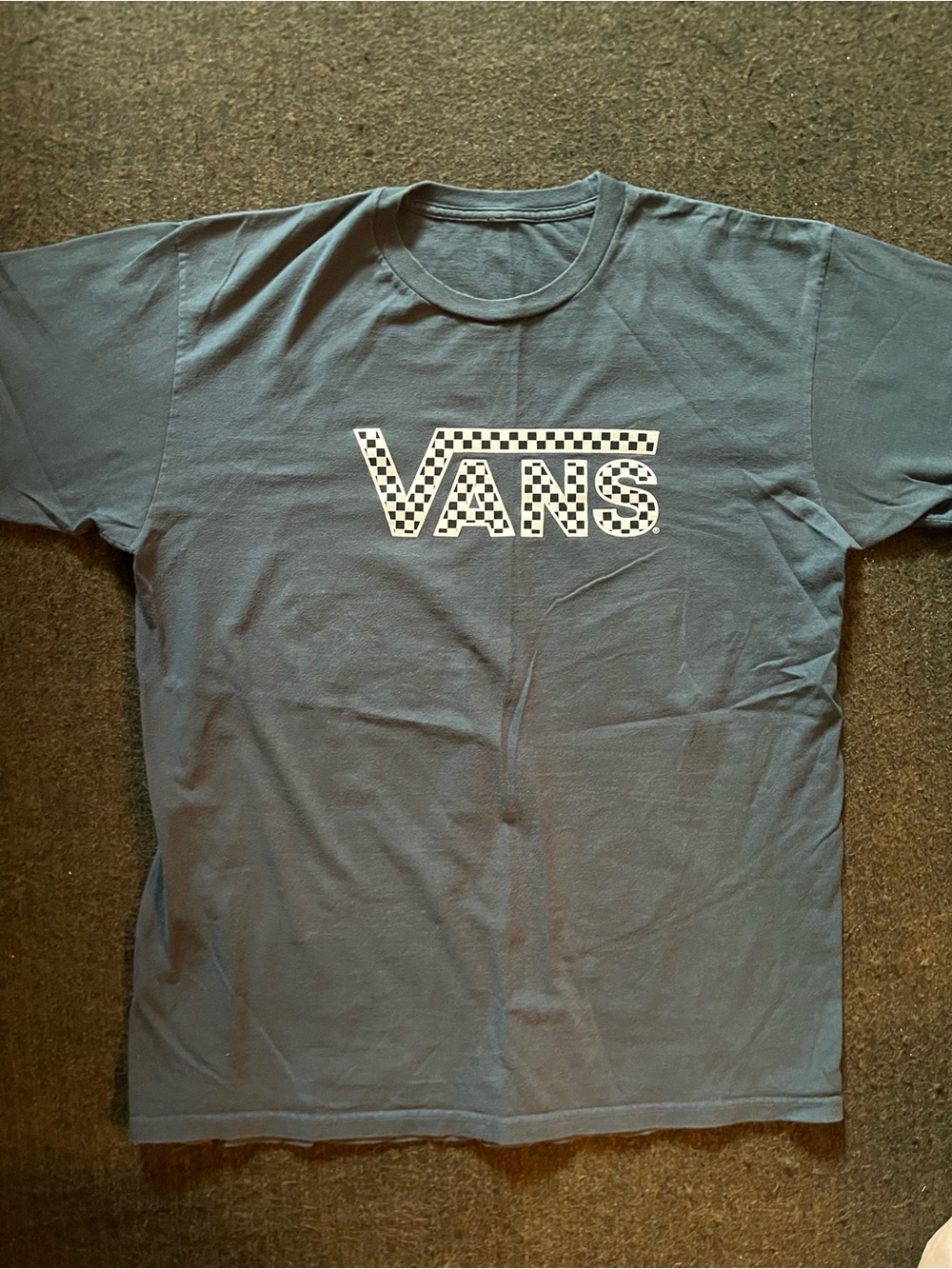 Vans Navy T-Shirt with Black & White Checker Logo